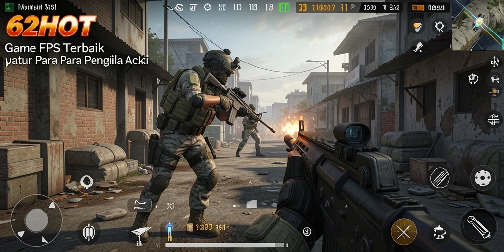 Tampilan gameplay 62HOT dengan aksi tembak-menembak yang intens.