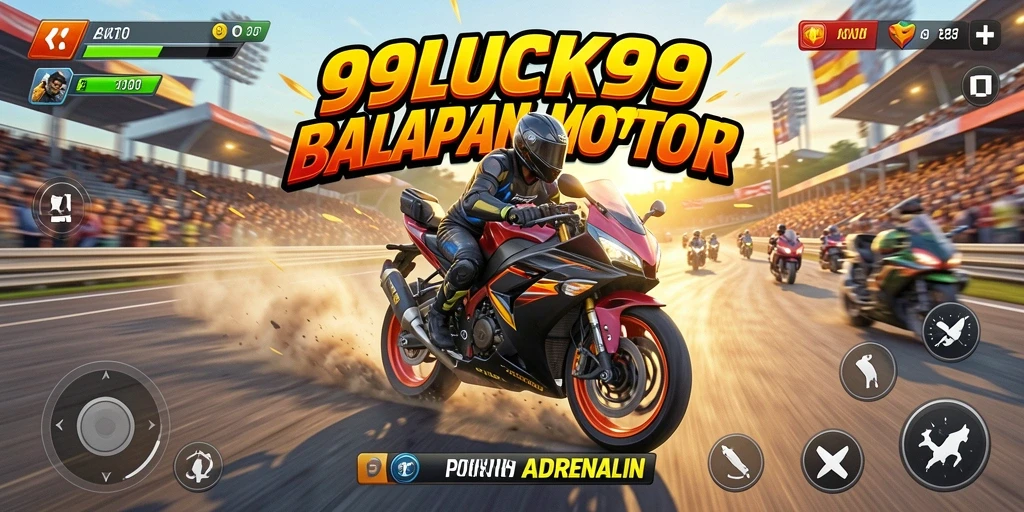 Screenshot gameplay 99LUCK99 dengan balapan motor yang intens.