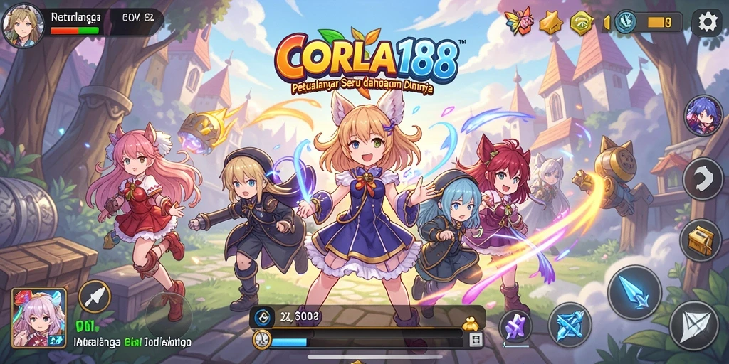 Tampilan gameplay CORLA188 dengan karakter Anime yang dinamis.