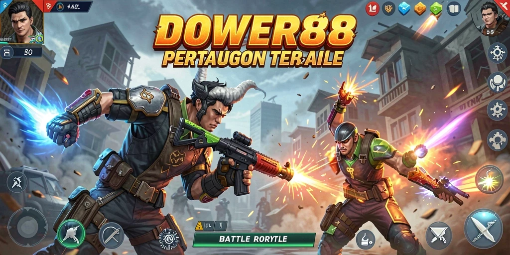 Tampilan gameplay DOWER88 dengan aksi pertarungan Battle Royale.