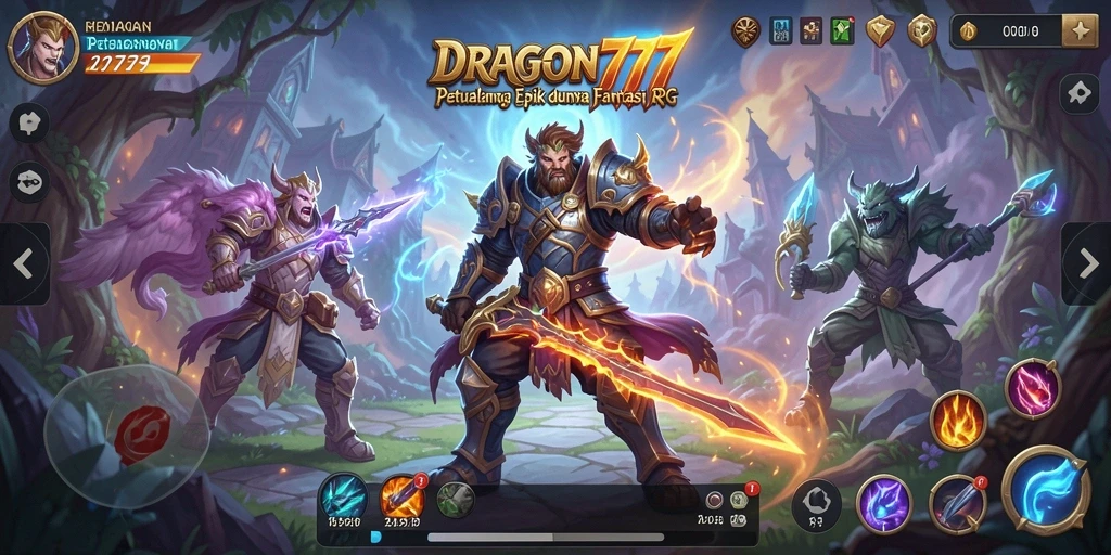 Screenshot gameplay RPG menampilkan pertarungan seru dalam DRAGON777.
