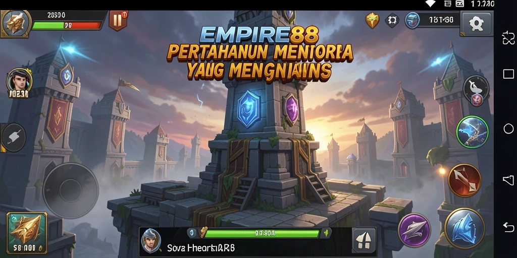 Tampilan gameplay dari EMPIRE88 yang menampilkan menara pertahanan yang strategis.