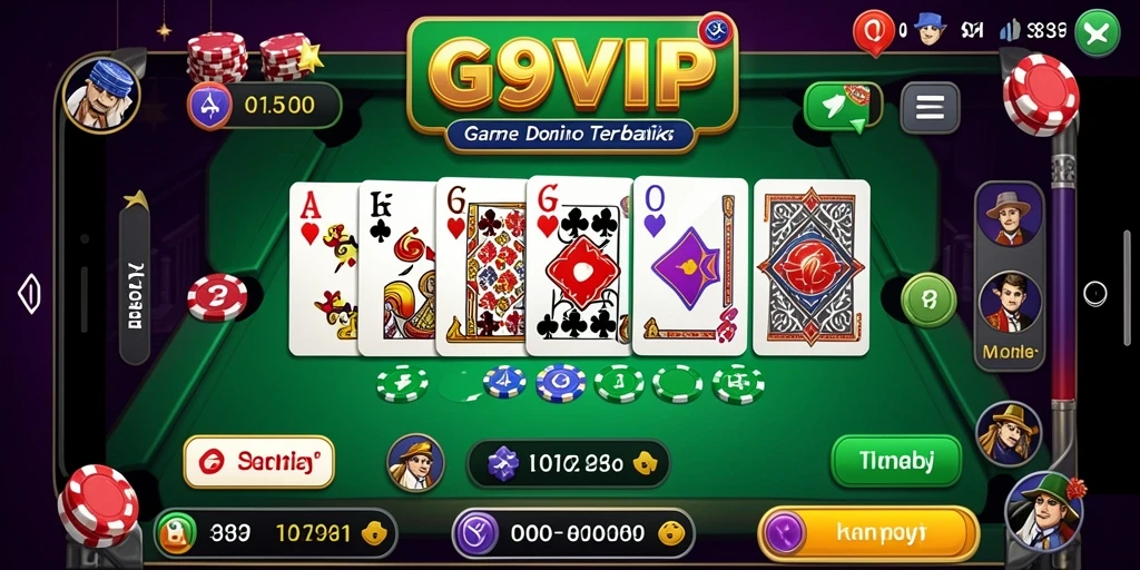 Screenshot utama G9VIP menampilkan gameplay seru permainan Domino.