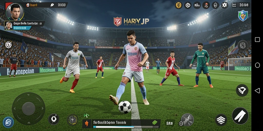 Tampilan screenshot utama HARAPJP saat pertandingan sepak bola seru.