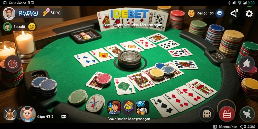 Screenshot utama IDEBET menunjukkan pertandingan Gaple yang seru.