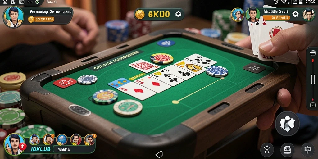 Tampilan gameplay seru dalam permainan Gaple IDKLUB.
