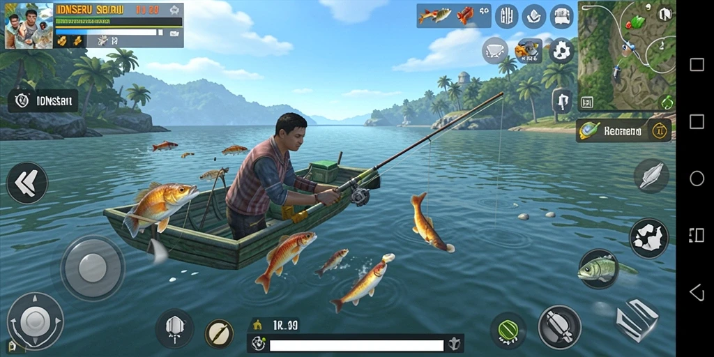 Screenshot utama IDNSERU menampilkan aksi seru dari gameplay memancing yang mendebarkan.