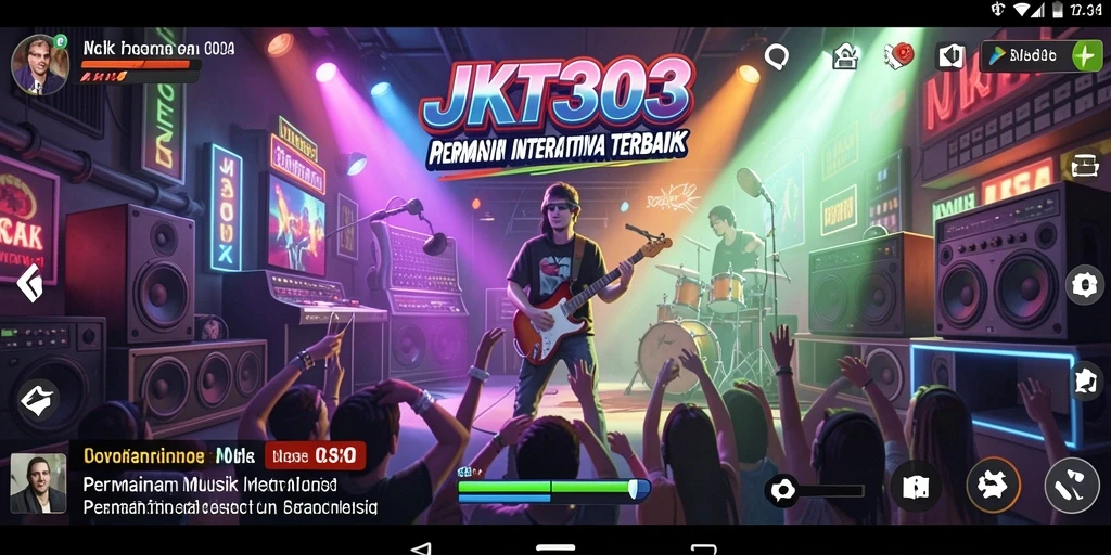 Screenshot gameplay JKT303 yang menunjukkan interaksi musik yang seru.