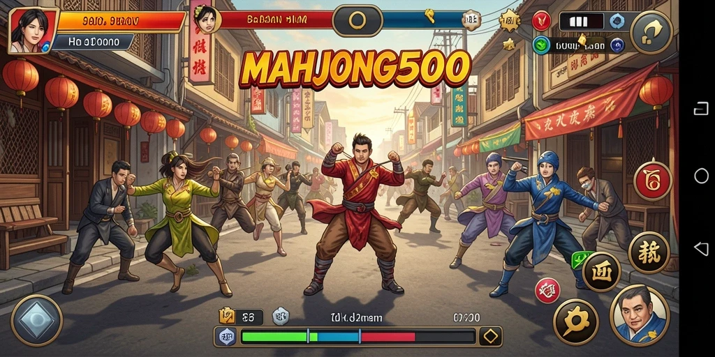 Gameplay mendebarkan dari balapan motor di MAHJONG500.