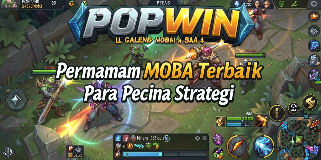 Screenshot gameplay yang mendebarkan dalam pertempuran MOBA.
