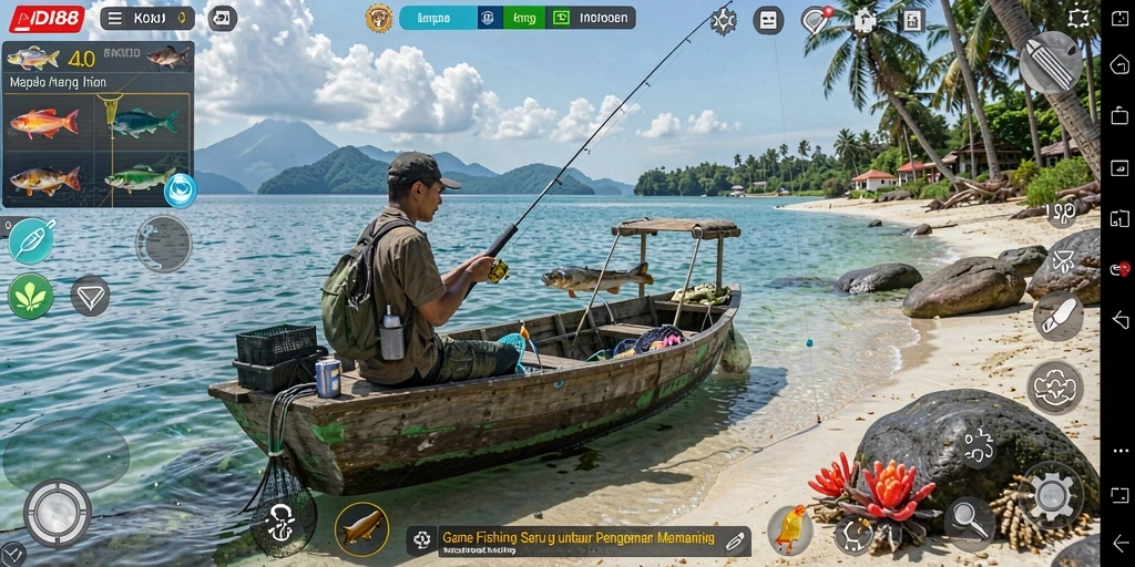 Gameplay RDI88 yang mengasyikkan dengan ikan beraneka ragam.