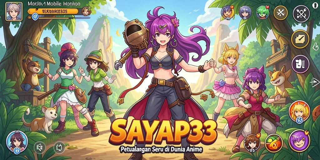 Tampilan gameplay SAYAP33 dengan karakter anime yang dinamis.