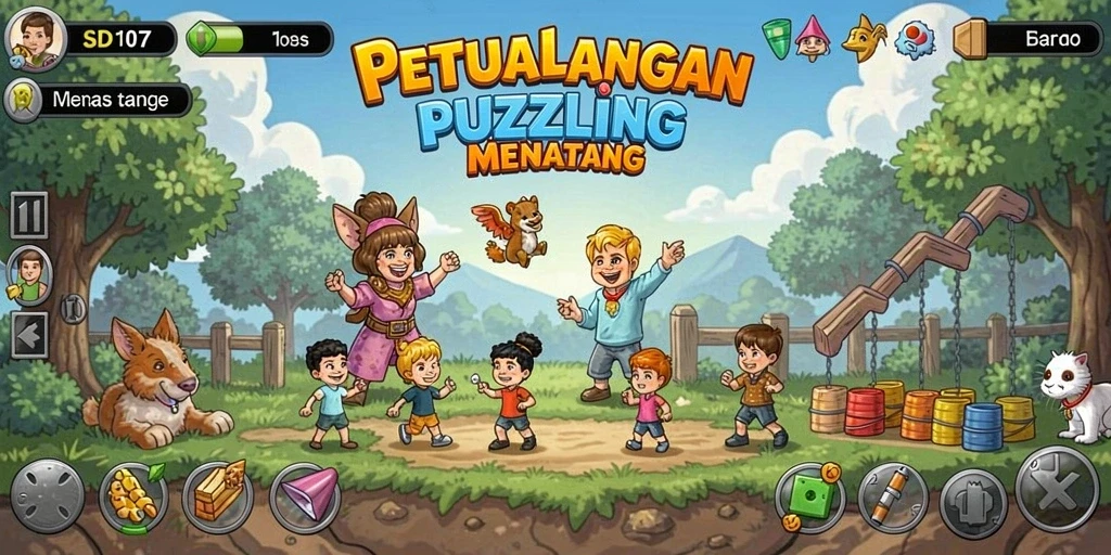 Screenshot utama SD107 menampilkan gameplay Puzzle yang seru dan menantang.