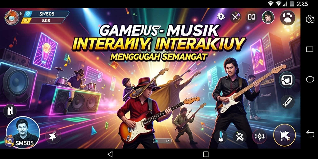 Screenshot gameplay SM605 menampilkan interaksi musik yang menyenangkan.
