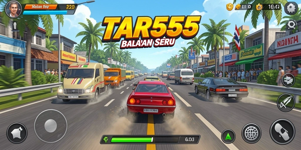Tampilan gameplay balapan yang mendebarkan di TAR555.