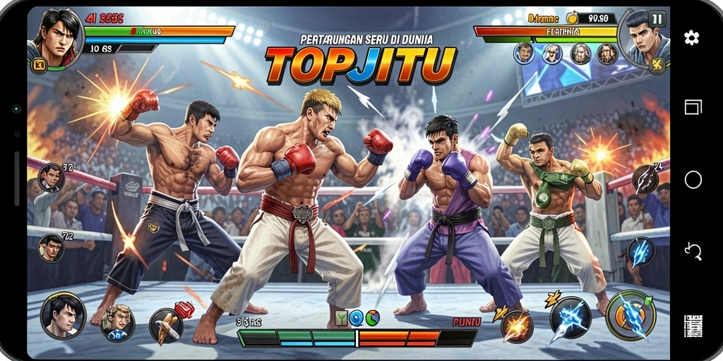Gameplay intens dan pertarungan menegangkan di TOPJITU.